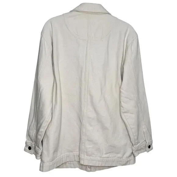 Vintage 90s Ralph Lauren Jeans Co Chore Jacket Cream Cotton Womens M - Picture 2 of 7